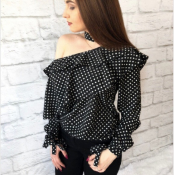 “Lotty Dotty” polka dot ruffle detail blouse. - Picture 2 of 7